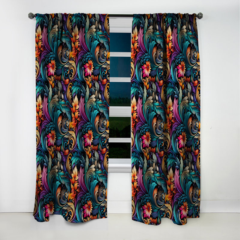 Motif cachemire bohémien Rhapsody IV - rideau en velours glamour - obscurcissant - 1 panneau, L 52 po x L 84 po