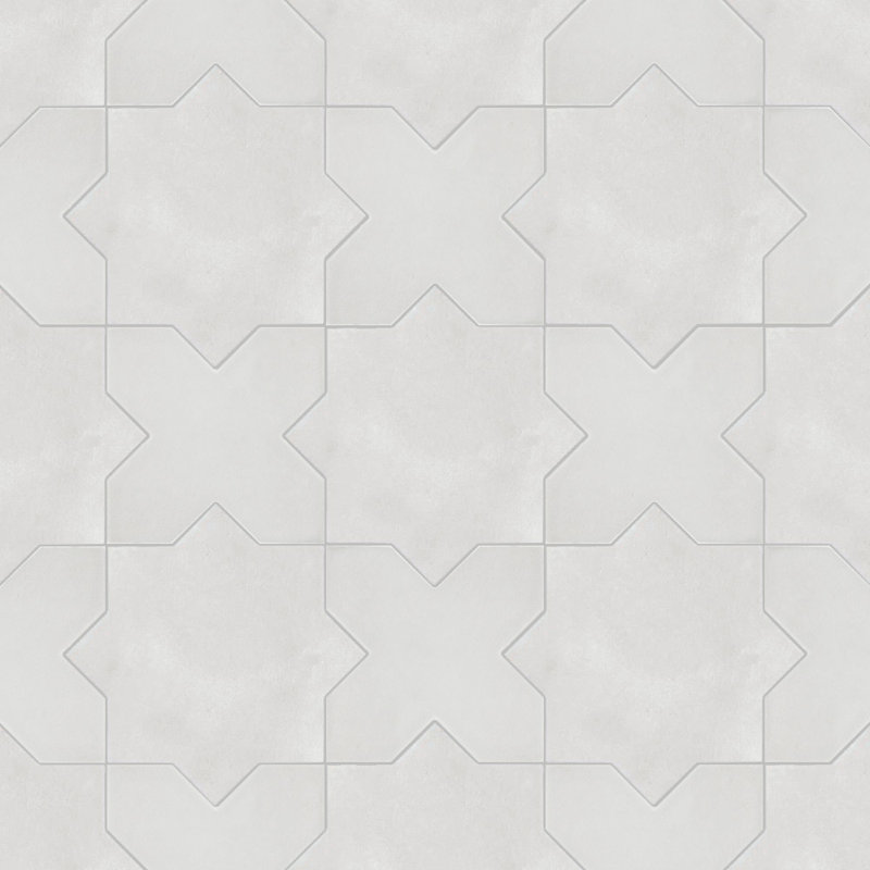 Star And Cross Porcelain Pattern Tile, Gray