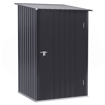 3.3' X 3.4' Outdoor Storage Shed, Galvanized Metal Utility Garden Tool House, Lockable Door For Backyard, Bike, Patio, Garage, Lawn, Dark Gray