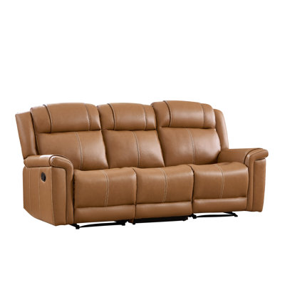 85'' Wide Modern Upholstered Faux Leather Manual Reclining Sofa With Pillow Top Arm(Set of 2)