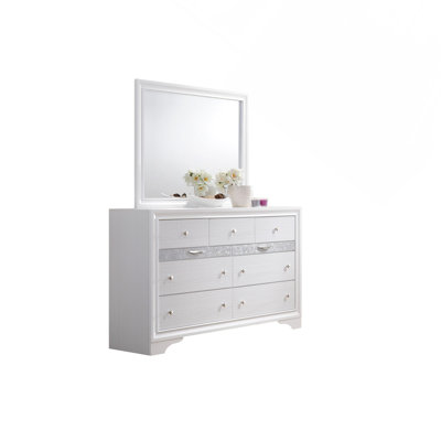 Commode 7 tiroirs Traditional en bois blanc