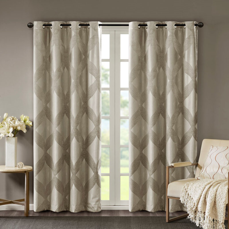 Rideau occultant en jacquard, Gris anthracite, L 10,24 po x L 11,02 po