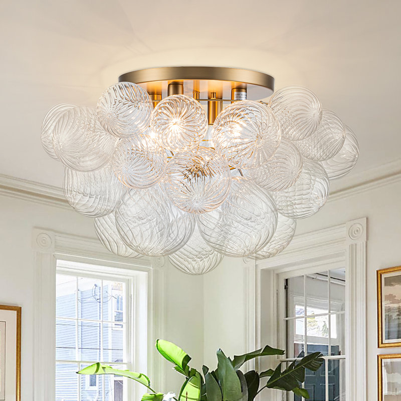 4-light Handcrafted Glass Bubble Semi-flush Mount