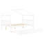 Lit double en bois, lit gigogne simple, couleur blanche, construction solide, toit en ciel fantaisiste, 2 têtes de lit, lit pour les invités-130054899