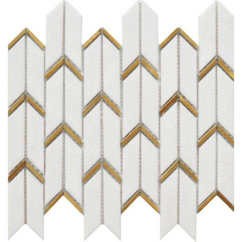 Carreau de mosaïque en marbre 10 po x 12 po à chevrons