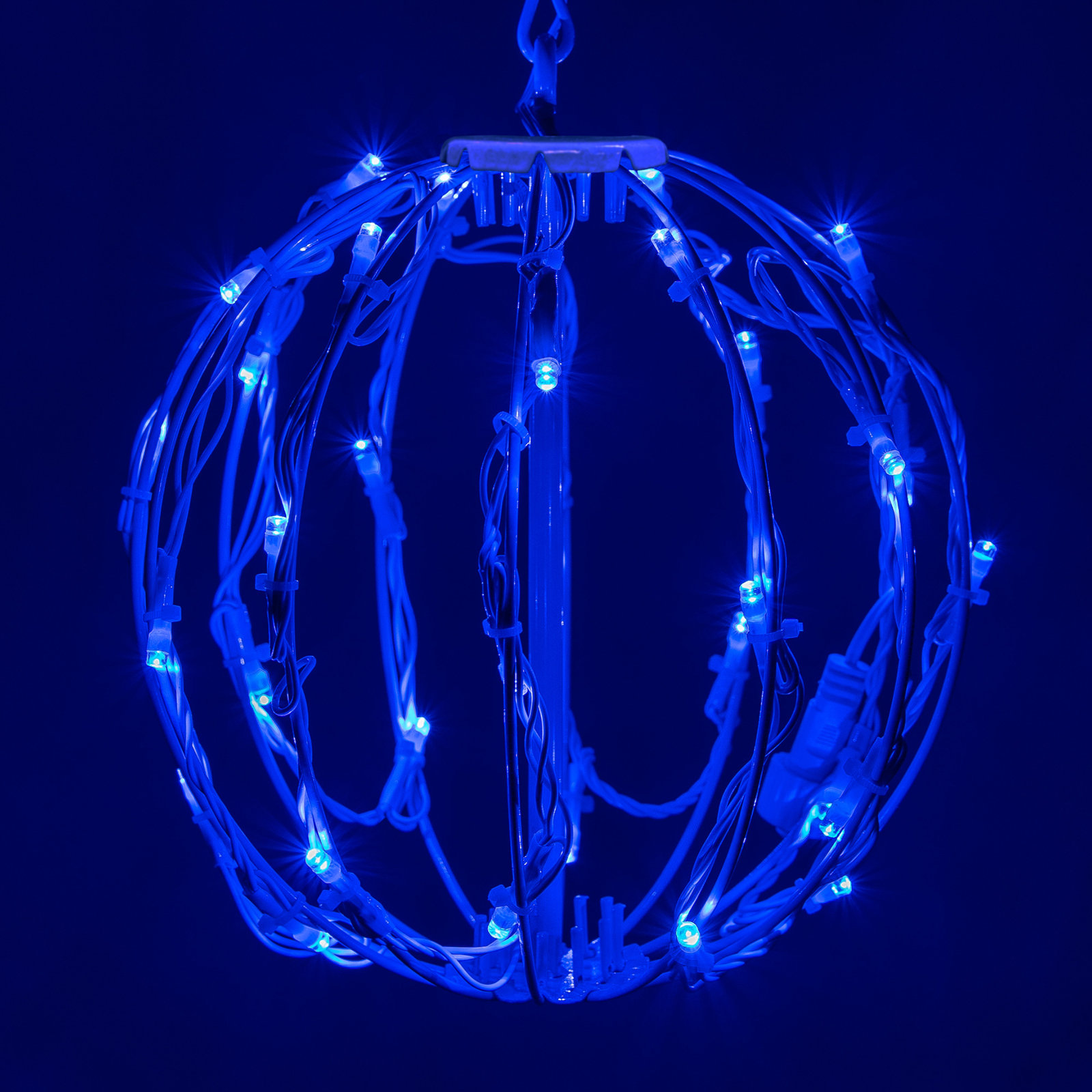 Fold-Flat LED Metal Sphere Light, Blue, 8" H x 8" W x 8" D