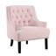 Chaise en chenille rose avec construction en bois massif et bouton - pour la décoration de la pièce de salon