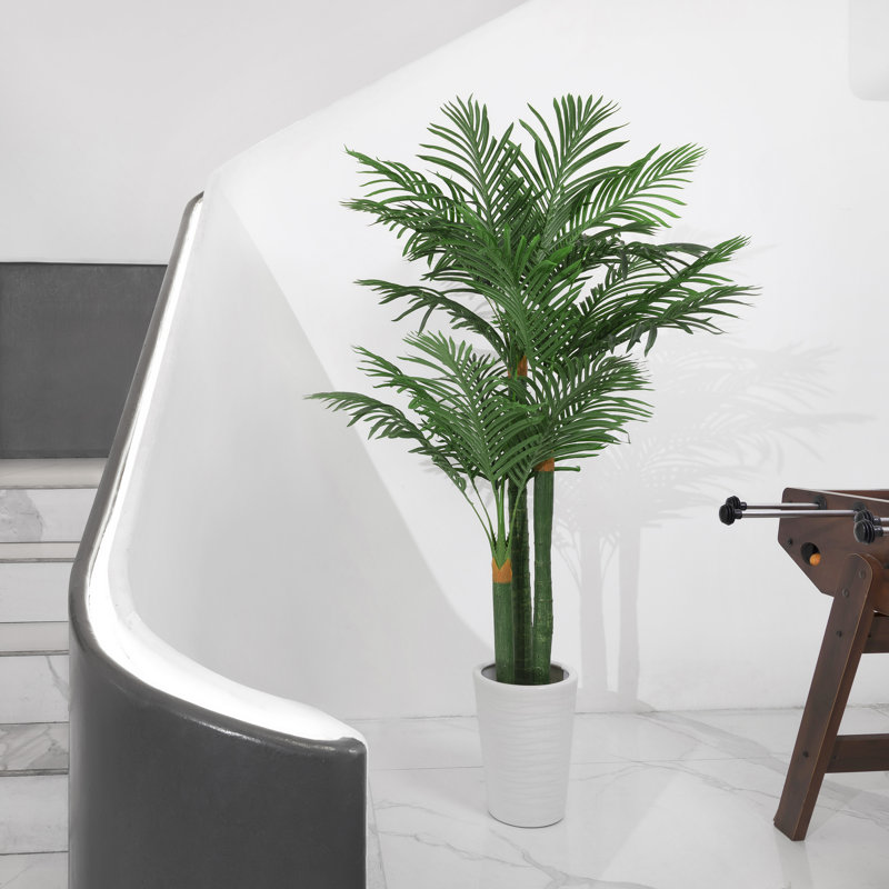 95 po Palmier artificiel en soie artificielle pour décoration intérieure, H 71 po x l 28 po x P 28 po