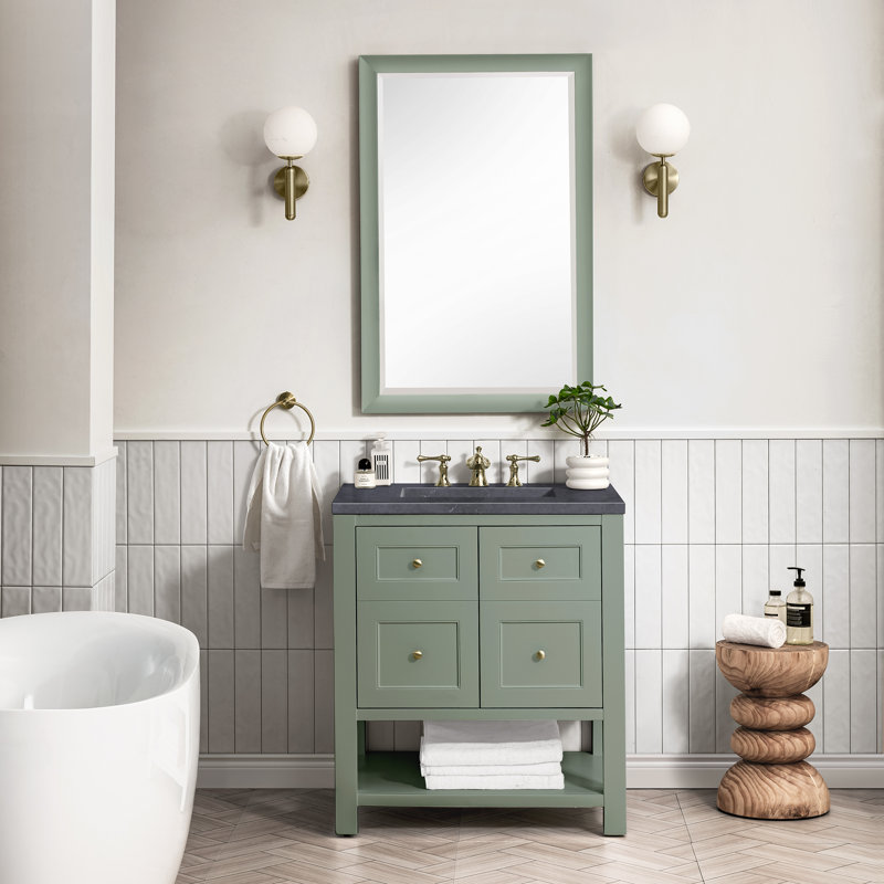 Breckenridge 30'' W Single Vanity, Charcoal Soapstone, Smokey Celadon, 8" Widespread