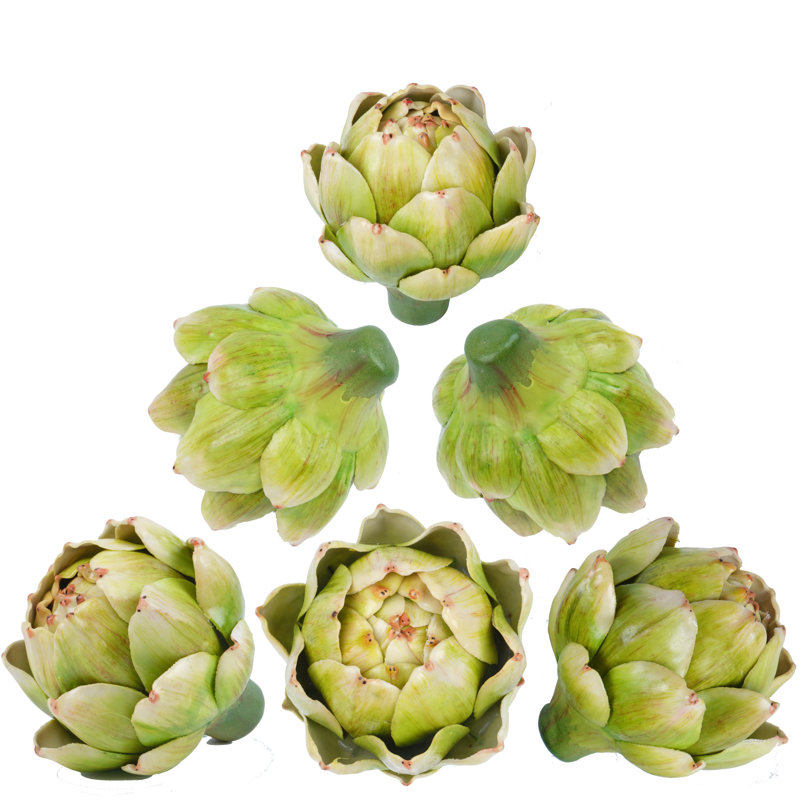 6Pcs Green Large Faux Artichokes for Decoration Bowl Fillers Fake Fruit Artificial Artichokes That Look Real Realistic Fake Vegetable Decor for Home Kitchen Table Party Centerpiece