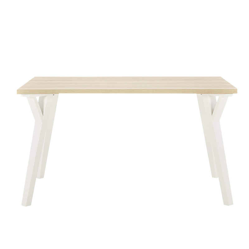 Table de salle à manger contemporaine - Blanc et mélange de chêne, pieds, s'adapte à 6 personnes élégant deux tons, bois massif 55 P x 34 l 30 po