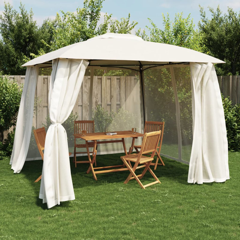 3m x 3m Powder Coated Steel Gazebo, Cream