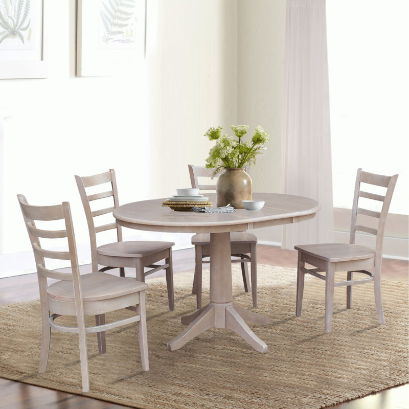 Ensemble de salle à manger extensible Deriya, Taupe gris délavé, 5 pièces : 1 table, 4 chaises