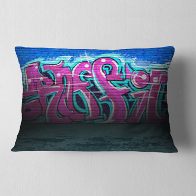 Purple Graffiti Wall - Street Art Printed Throw Pillow