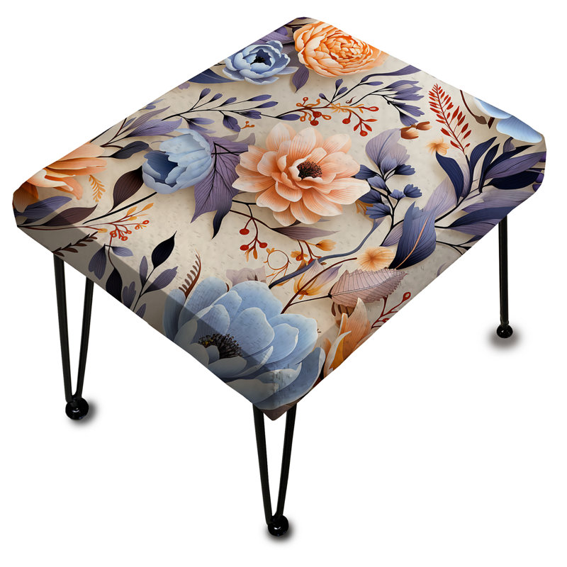 Delicate Flower Symphony - Floral Rectangle Ottoman