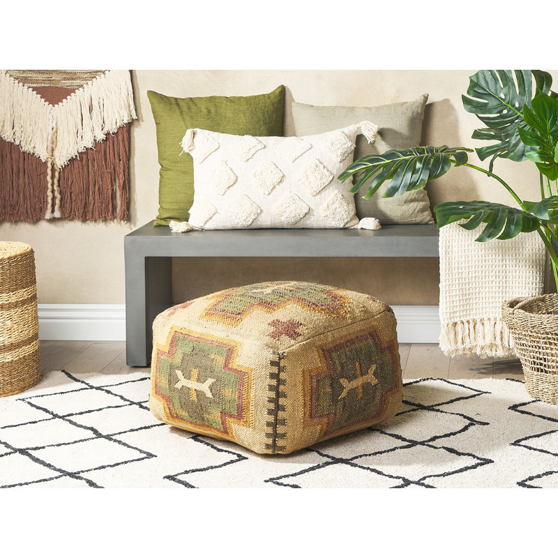 Evandale 50cm Wide Square Geometric Pouf Ottoman