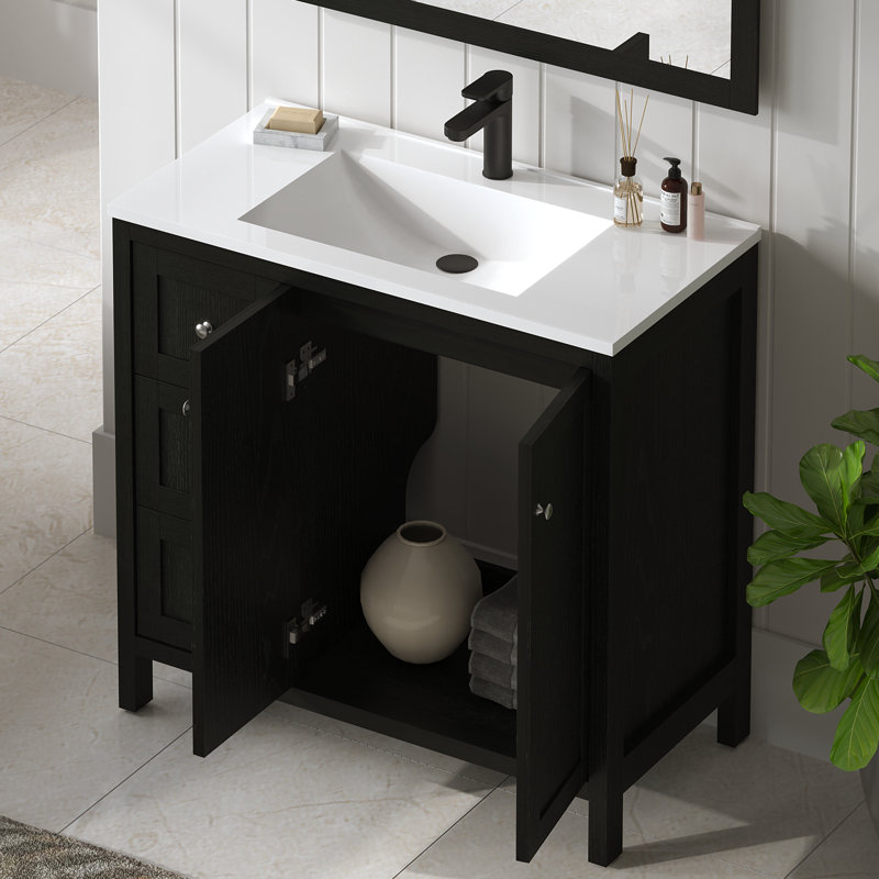 Meuble-lavabo autoportant avec lavabo à rayures 36 po