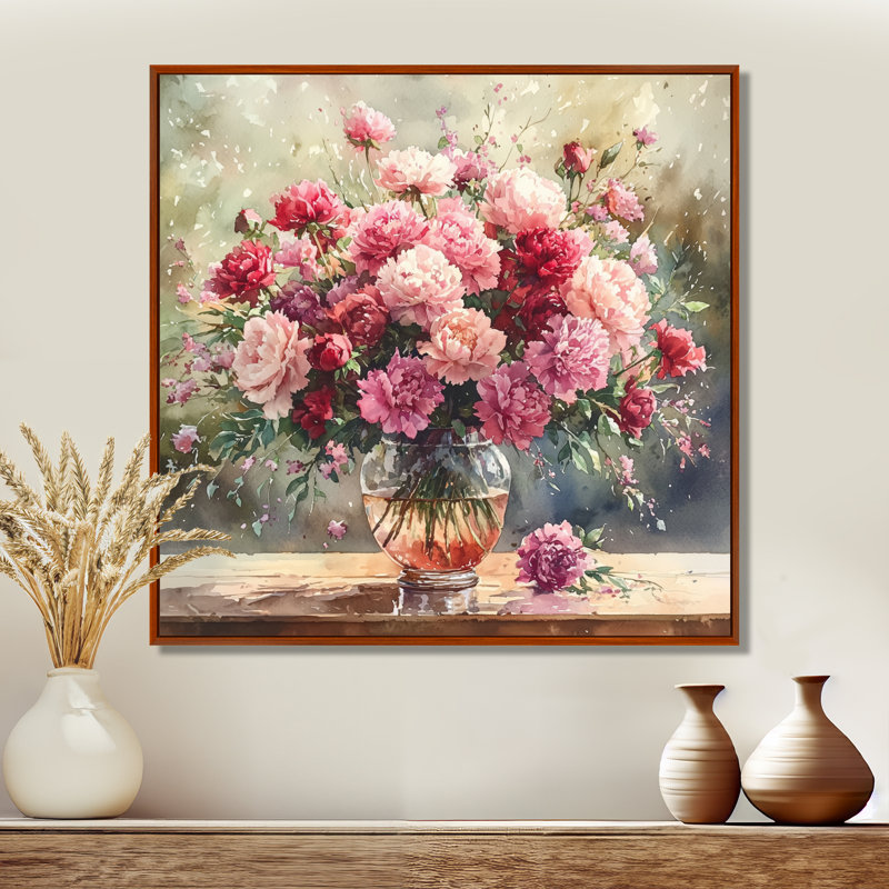 «Rustic Romance Bouquet Of Roses III», art mural assorti, H 30 po x l 30 po, Impression encadrée flottante, Brun