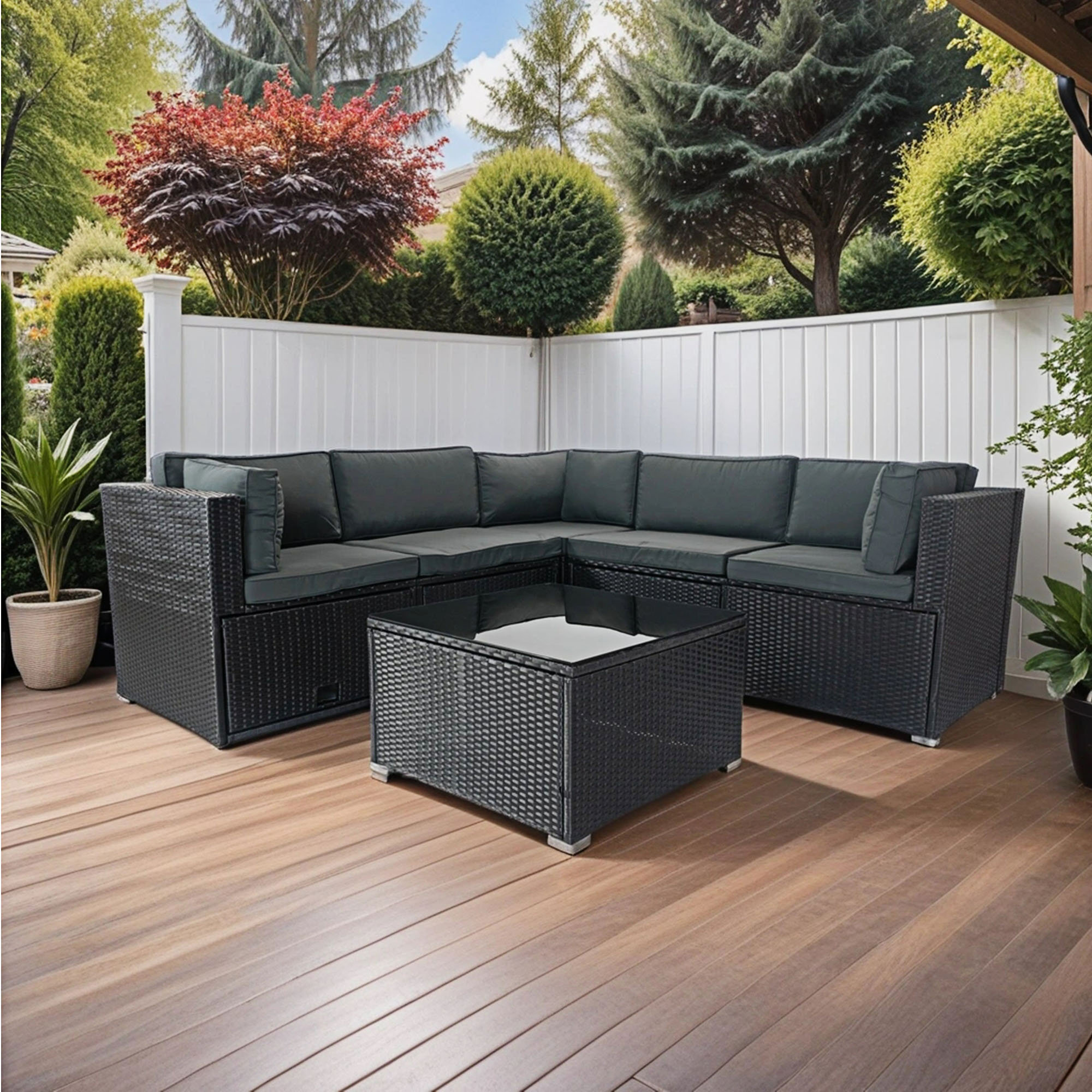 Latitude Run® Ailani Outdoor Sectional Set Outdoor Sofa Set Wicker