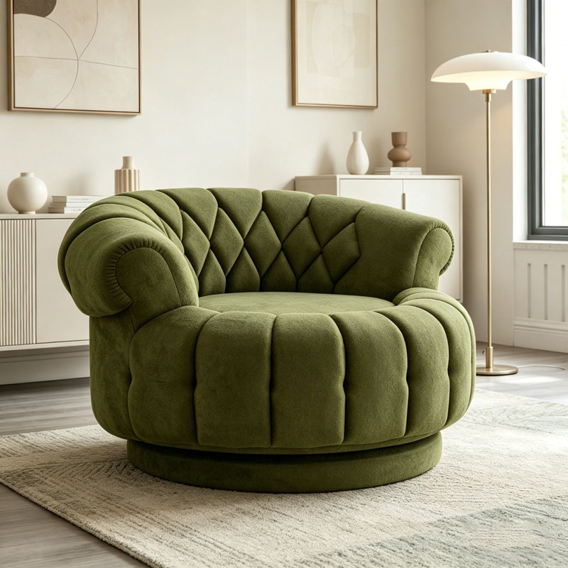Fauteuil d'appoint pivotant, Chenille verte
