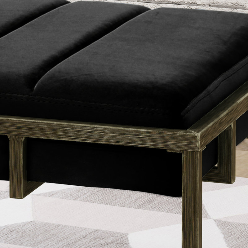 Banc rembourré en velours noir Modern, Noir
