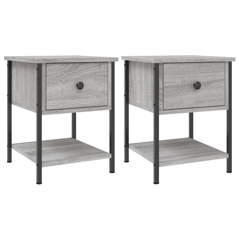 Bedside Tables 2 pcs 34x35,5x45 cm Engineered Wood, Grey Sonoma