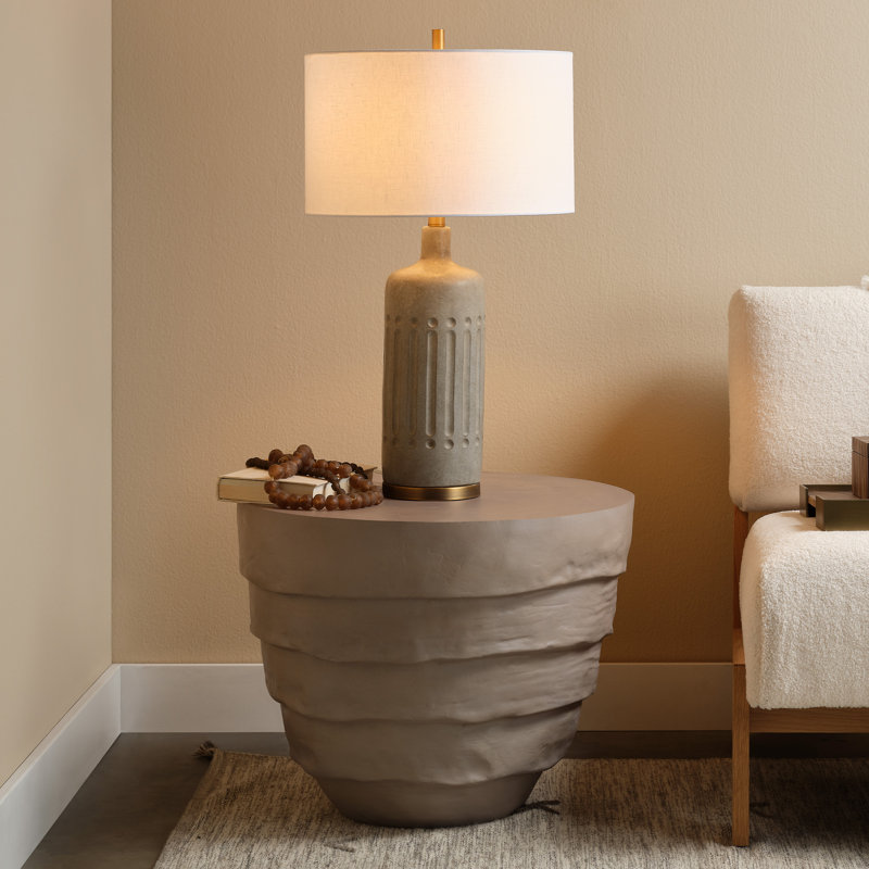 Cement Rustic Round Fiberglass Outdoor Side Table