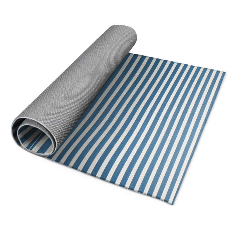 HorizontalStripes Blue Indoor and Outdoor Area Rug, Rectangle 5' x 7'