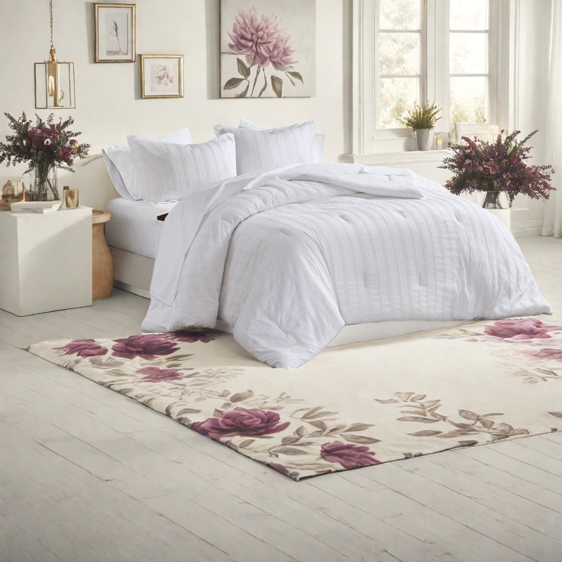 Premium 7-piece King Bedding Set, Polyester Comfort With Modern Style
