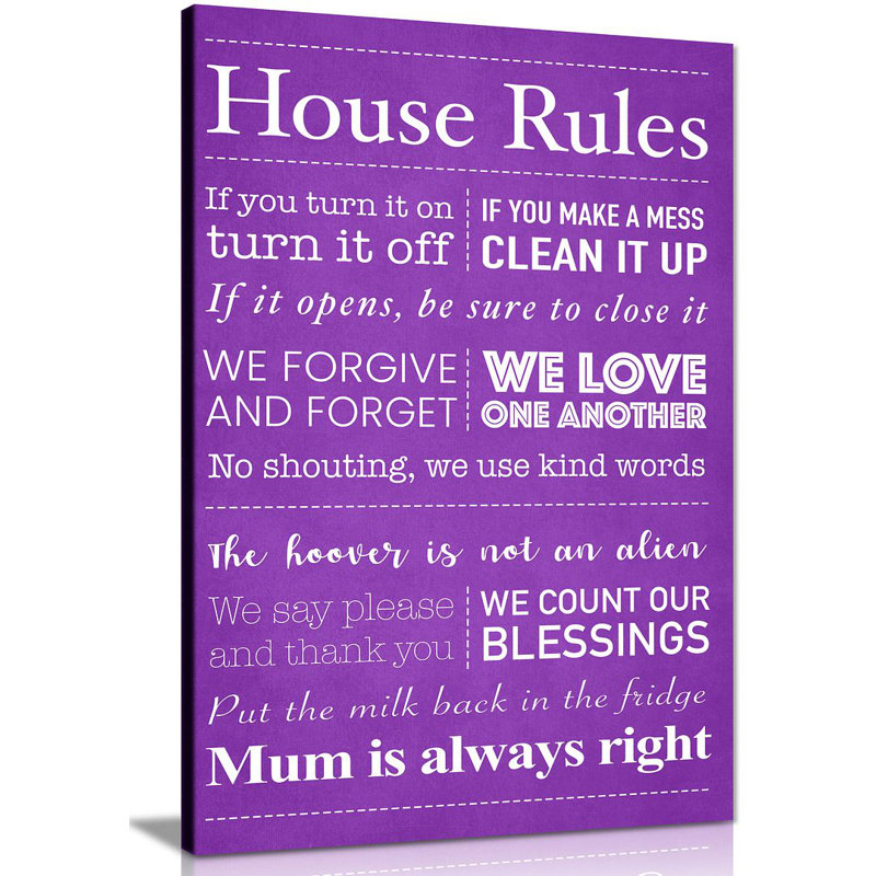 House Rules - Wrapped Canvas Print, 31cm H x 20cm W