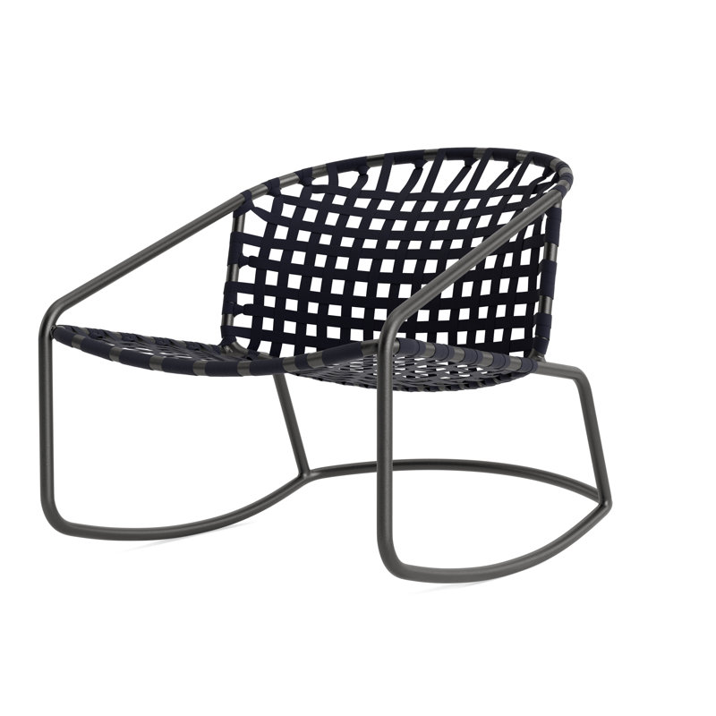 Kantan Outdoor Lounge Chair, Textured Pewter/Marine Suncloth Lace