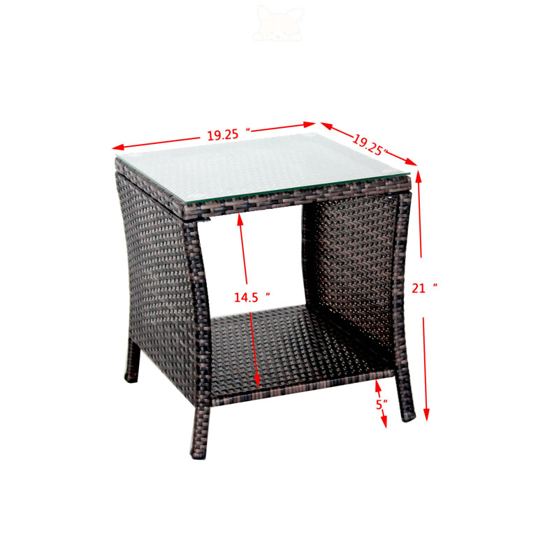 Table basse d'extérieur 1 table basse avec verre trempé transparent