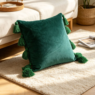 Cushion cover Solid Color Velvet Pillow Covers With Tassels  Soft  Throw Cushion Cases Modern Elegant  Velvet Decorative Pillowcases For Living Room Sofa