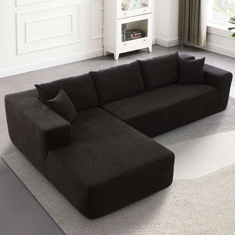 No Assembly Required Corduroy Fabric Sofa