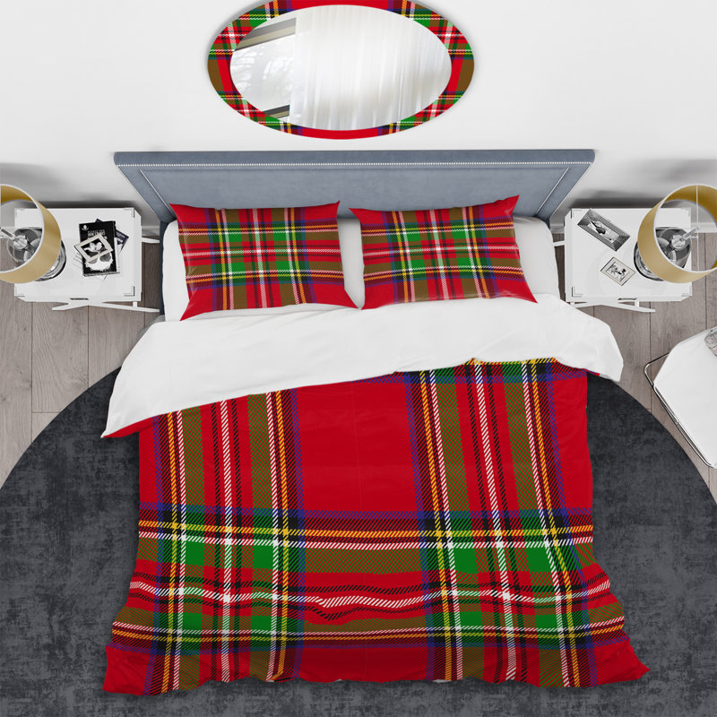 Green/Red Microfiber 2 Piece Duvet Cover Set, Twin Duvet Cover + 1 Standard Sham