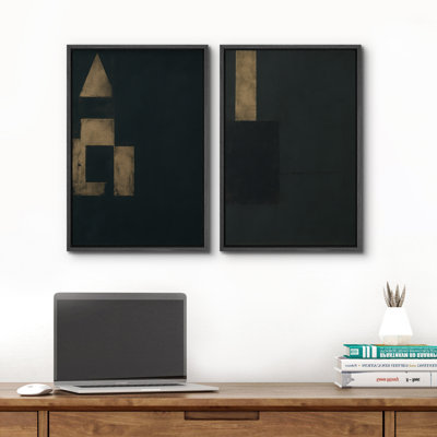 Art mural abstrait, ensemble de 2 reproductions d'art encadrées sur toile