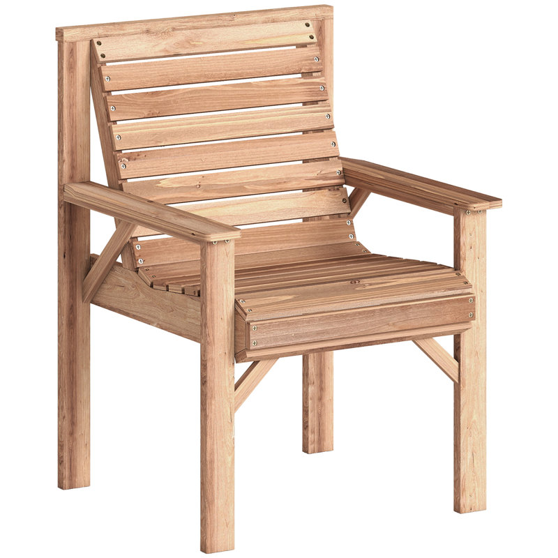Patio Dining Armchair, Natural Wood