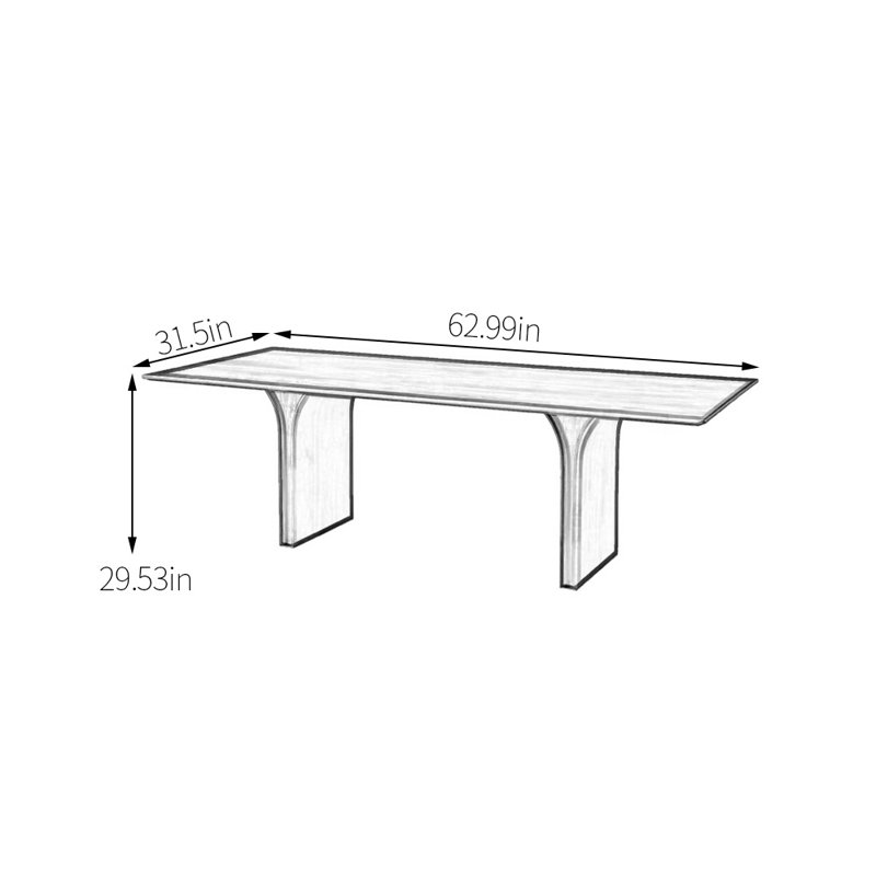 Table de salle à manger simple en bois massif, 29.53"H x 62.99"L x 31.5"W