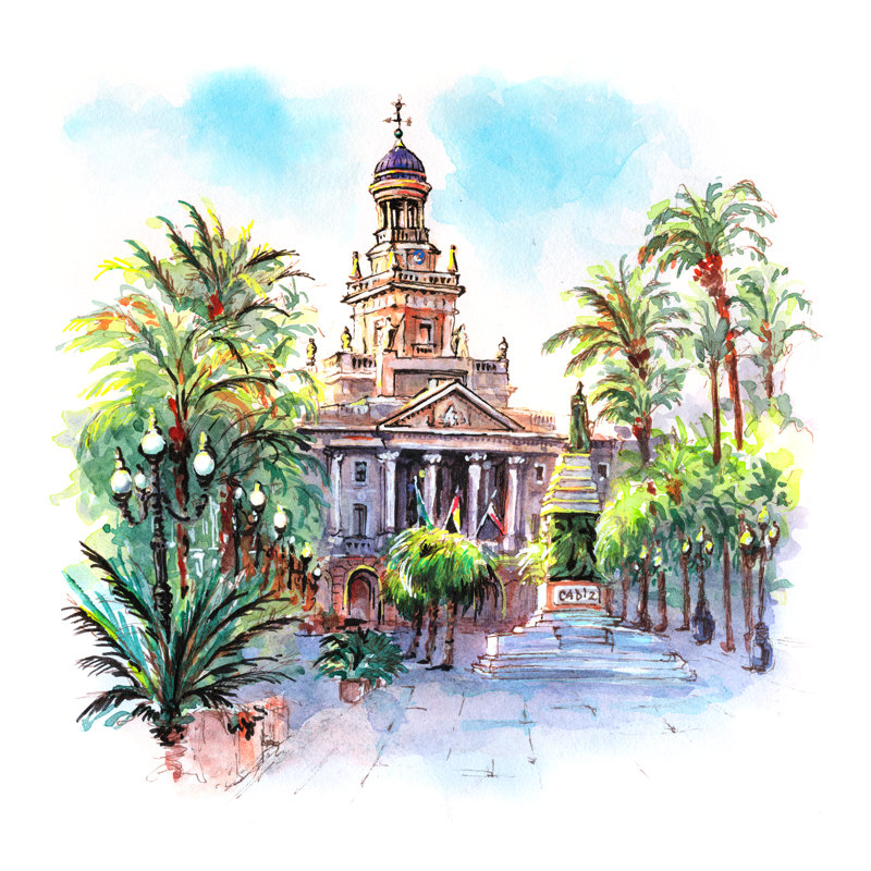 Cadiz Cathedral Square by KavalenkavaVolha - Wrapped Canvas Print, 76cm H x 76cm W x 3.8cm D