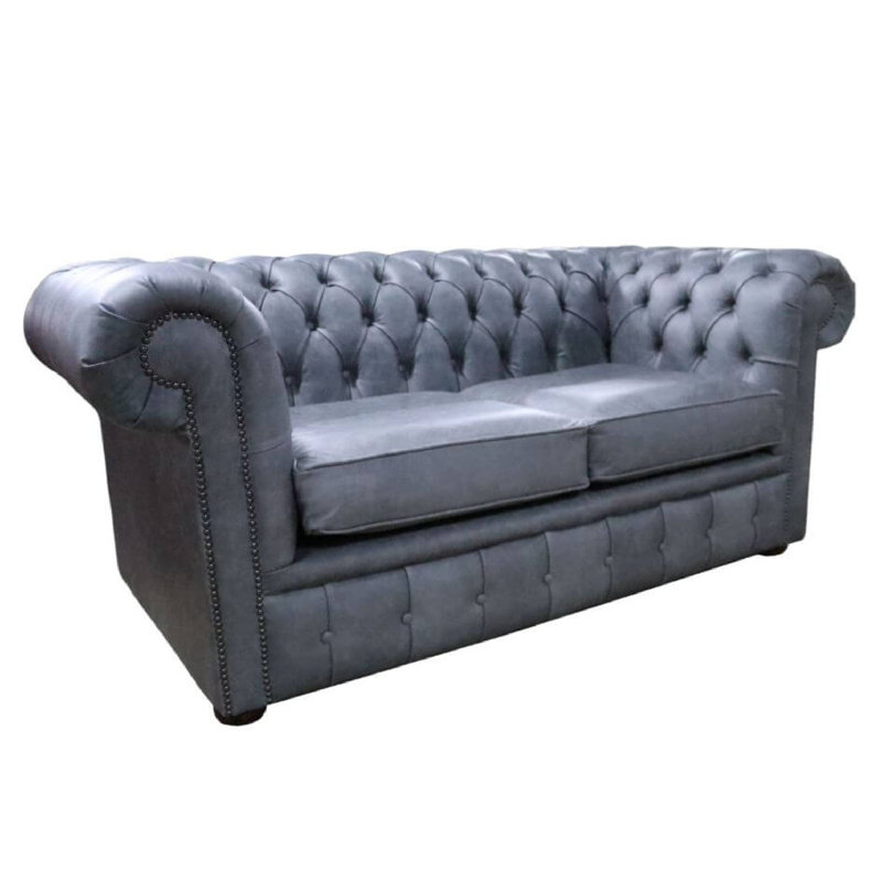 2 Seater Full Grain Leather Sofa, Cracked Wax Ash