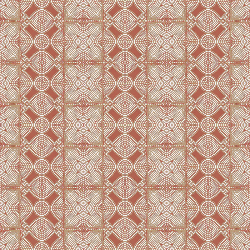 Ruguru (Medium) | Linework Tile Wallpaper Double Roll, Red/Beige/Tan