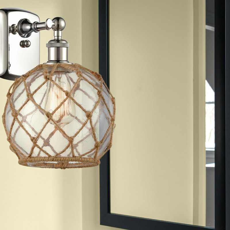 Applique murale articulée à 1 lumière Larocque, Ampoule DEL 6 watts Vinage, Transparent avec corde brune, Nickel poli