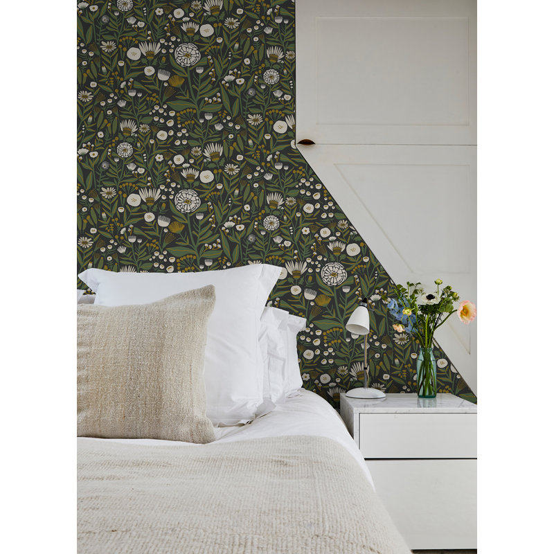 18' L x 20.5" W Smooth Peel and Stick Wallpaper Roll, Green
