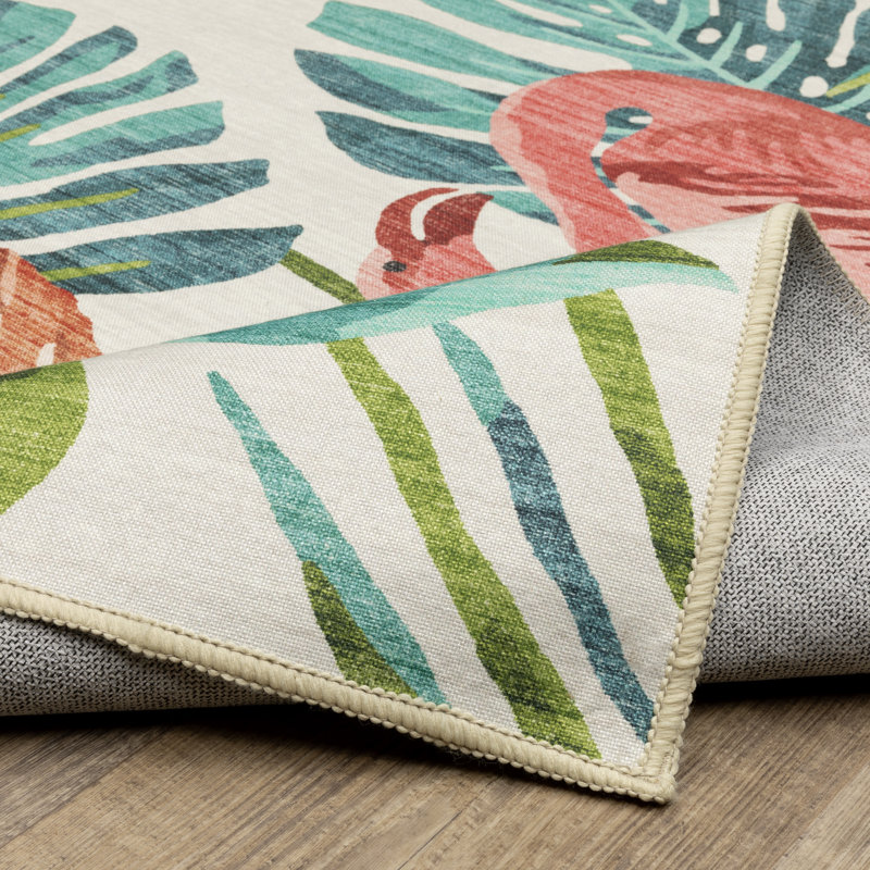 Runa Washable Floral Indoor / Outdoor Rug, Rectangle 5' x 7'