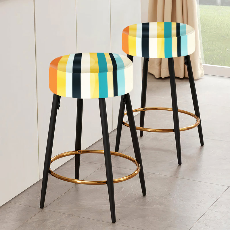 Ensemble de 2 tabourets de bar Midcentury Stripes Revived