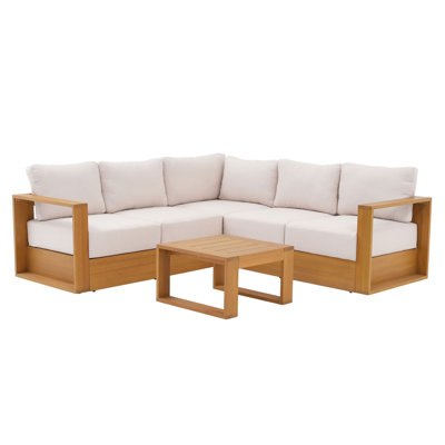 Emmett 5-Person Eucalyptus Modular Sectional Conversation Set