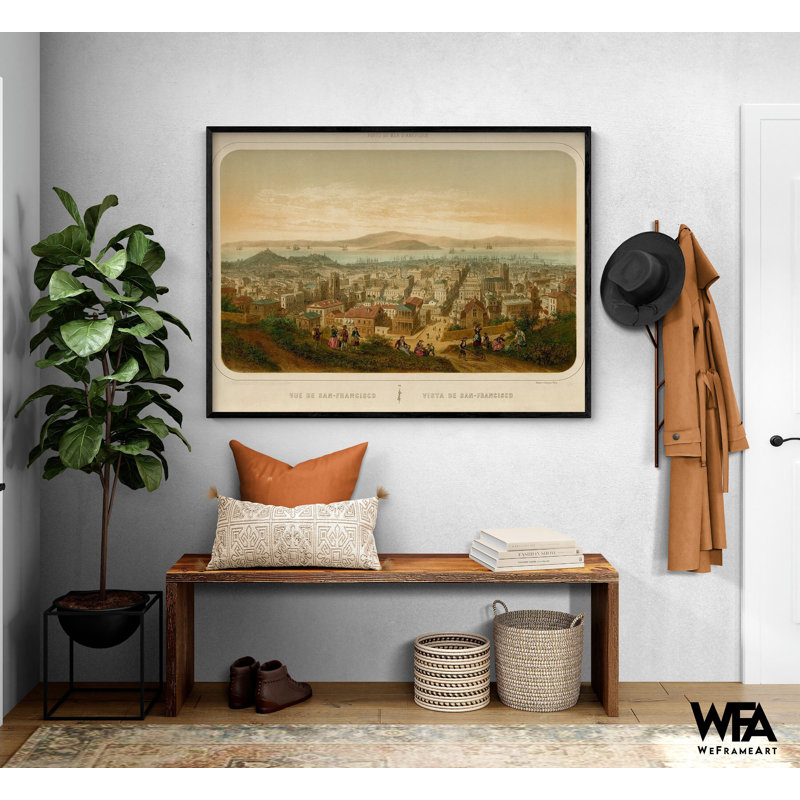 Vue De San Francisco Seaports Of America 1860, San Francisco Wall Decor, California City Picture Print, Framed Old CA State Decor
