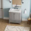 Meuble-lavabo gris de 30 po avec lavabo. Armoire en bois massif entièrement assemblée. Comptoir en marbre. Tiroirs à fermeture en douceur. Profondeur 29,36 po, largeur 18,76 po, hauteur 34,72 po. Poids 93,36 lb. Rangement moderne. Bricolage