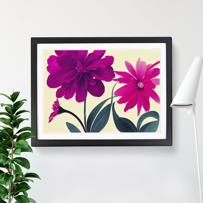 Enigmatic Flowers - Single Picture Frame Print, 46cm H x 64cm W x 2cm D, Black Framed