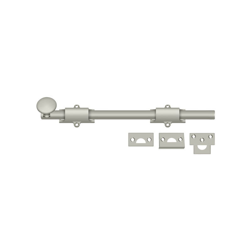 Boulon de surface 12 po Deltana 12SB15; robuste; finition nickel satiné, Nickel brossé
